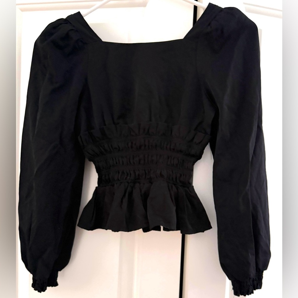 Habitual Girls Puff longsleeve Top Ruched waist & wrist detail zip closure sz 10